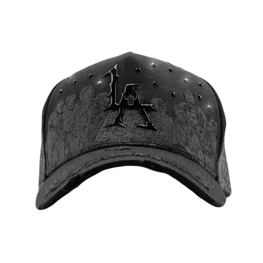 Unisex Rude Awakenings "The Last Supper" premium snapback cap with detailed 3D embroidery, urban streetwear style, artistic design