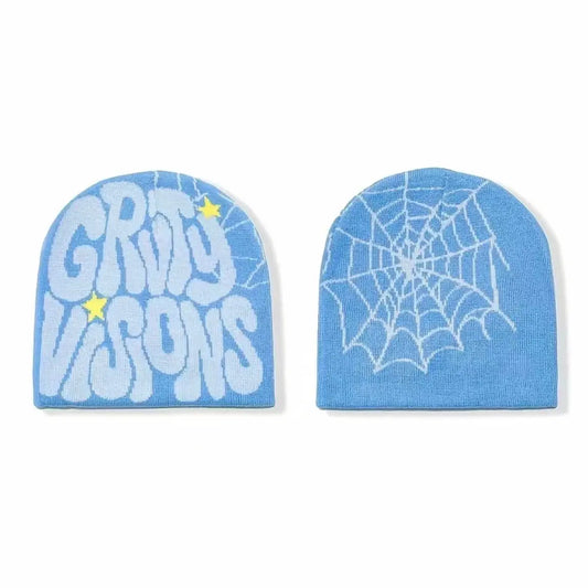 Unisex GRVTY VISIONS Y2K beanie in vibrant colors, made by RetailPlug, featuring bold graphic design and snug fit.